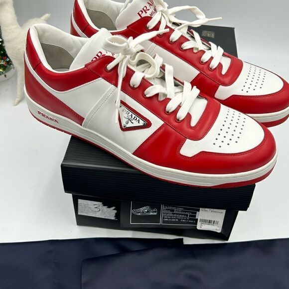 Men’s Prada downtown leather logo sneakers size 12.5 made in Italy - Picture 8 of 9